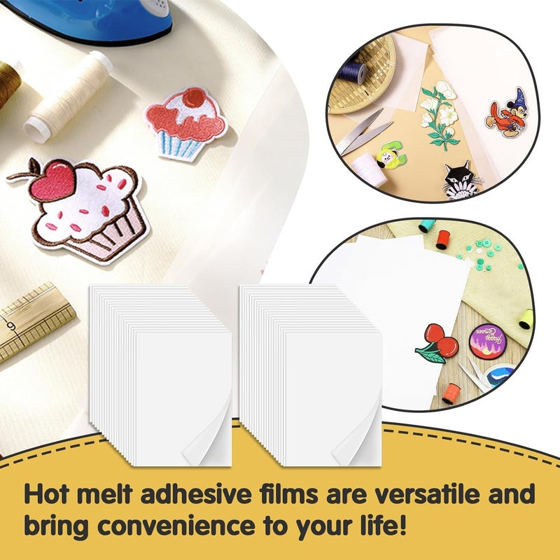 Iffitya Iron On Adhesive Sheets 40PCS, Heavy Weight Double-Sided Heat Melt Fabric Glue Sheet, A4 Size Fusible Adhesive Sheets, Press-on Patch Iron On Tape, Fusible Interfacing for Sewing, Heat and Bond - Image 4